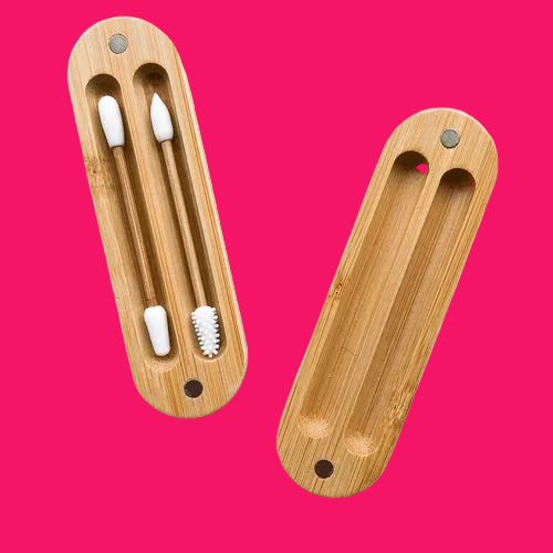 Reusable Plastic Free Bamboo Silicon Q-Tips with Bamboo Case | Zero