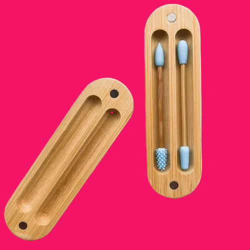 Reusable Plastic Free Bamboo Silicon Q-Tips with Bamboo Case | Zero