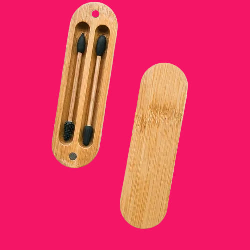 Reusable Plastic Free Bamboo Silicon Q-Tips with Bamboo Case | Zero