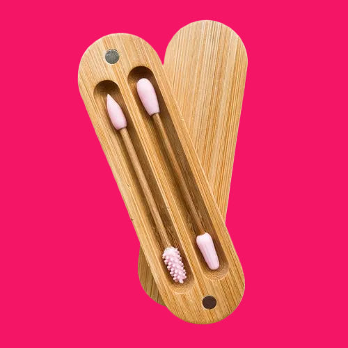 Reusable Plastic Free Bamboo Silicon Q-Tips with Bamboo Case | Zero